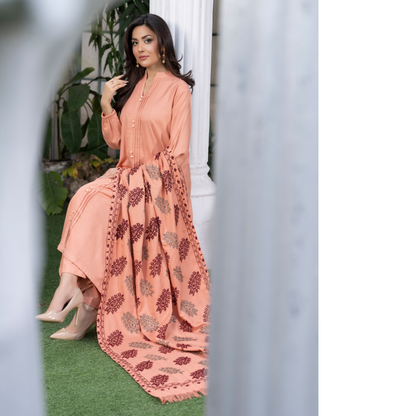 3 Pc Dhanak Dress with Embroidered Shawl | Winter Collection | Raniya.h | UMRAH0801