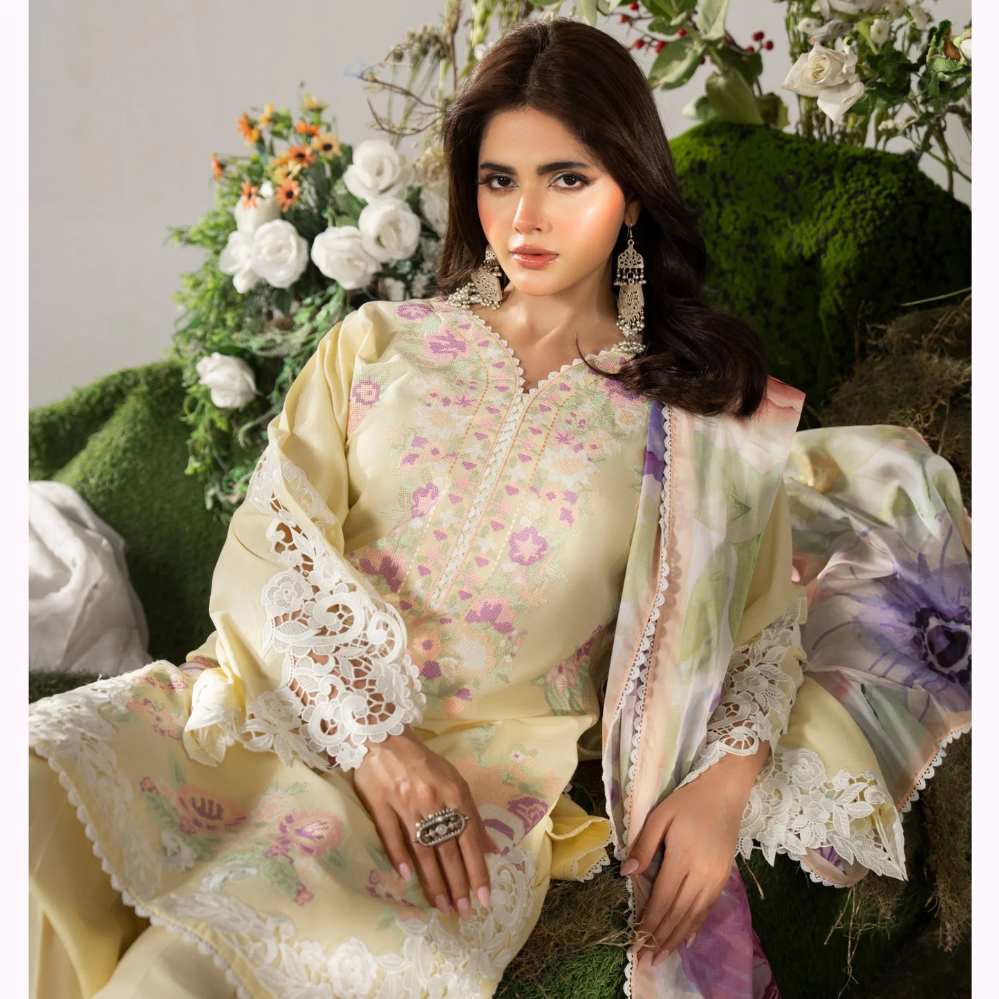 KC-1586 "AYRA" Embroidered Cambric Cotton Collection by Karma Collection