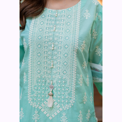KC-1439 Embroidered Cambric Cotton Dress Ready to Wear 3 Pc - Karma Collection