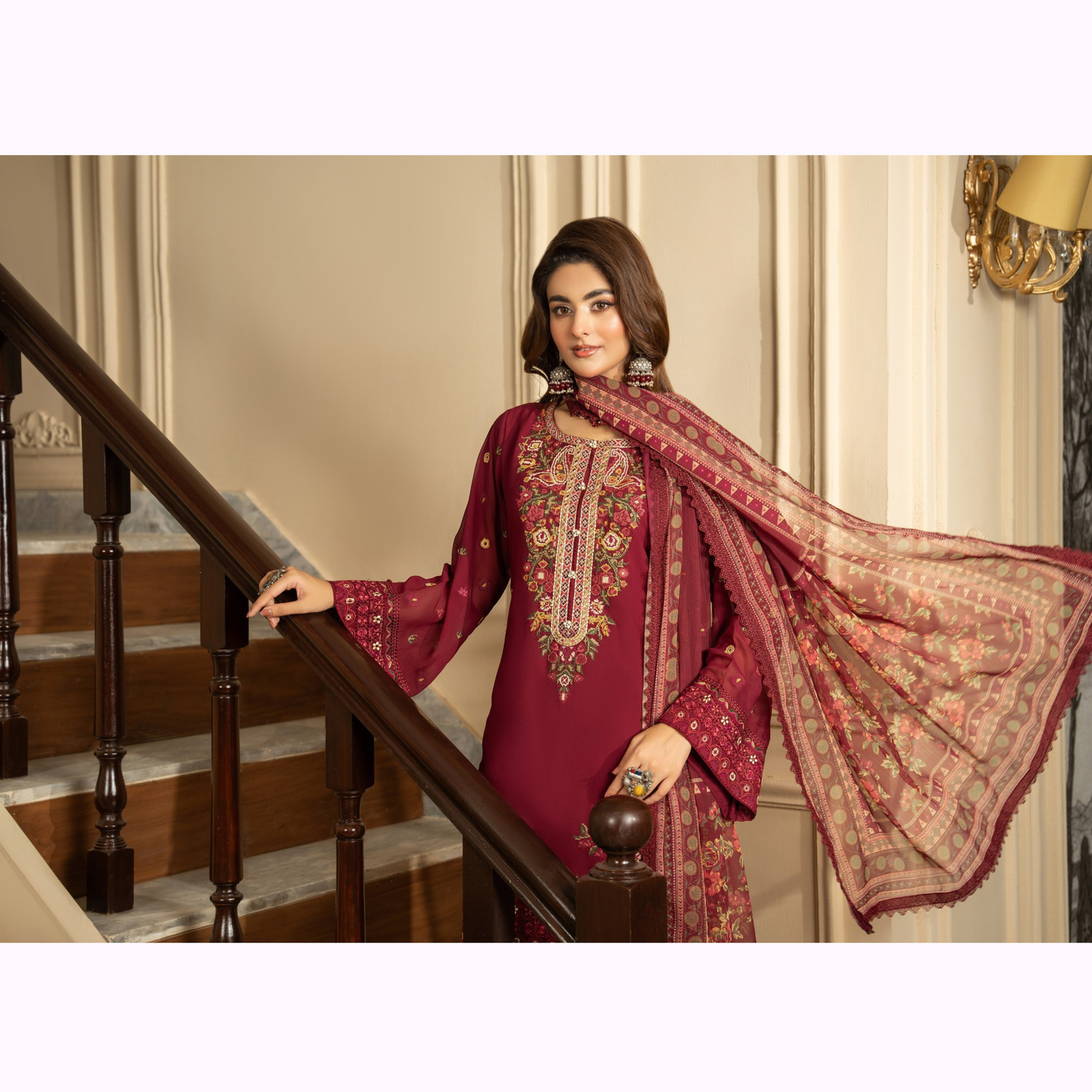 F-467 Embroidered Georgette Chiffon Collection by karma Collection
