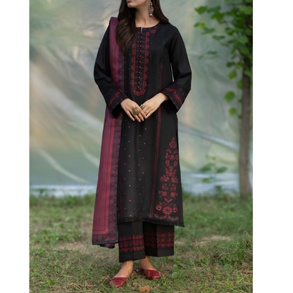 UCA-32 "Khunki" Embroidered Dhanak with Pashmina Wool Shawl Winter Collection by Casuallite