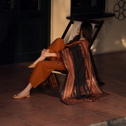 UCA-33 "Shadows" Embroidered Khaddar with Wool Shawl Winter Collection by Casuallite