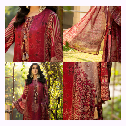 "Eliana" Embroidered Printed Shamooz Silk by Karma Collection | Asian Clothes | Eid
