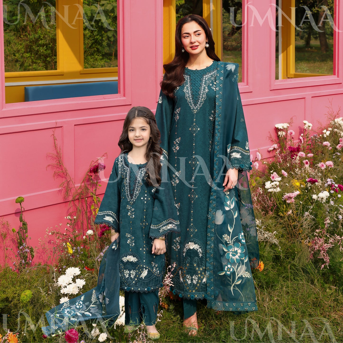 UMS-56 Janan Mother Daughter Chikenkari Jacquard Eid Edit by Simrans | Ready to Wear Asian Pakistani clothes