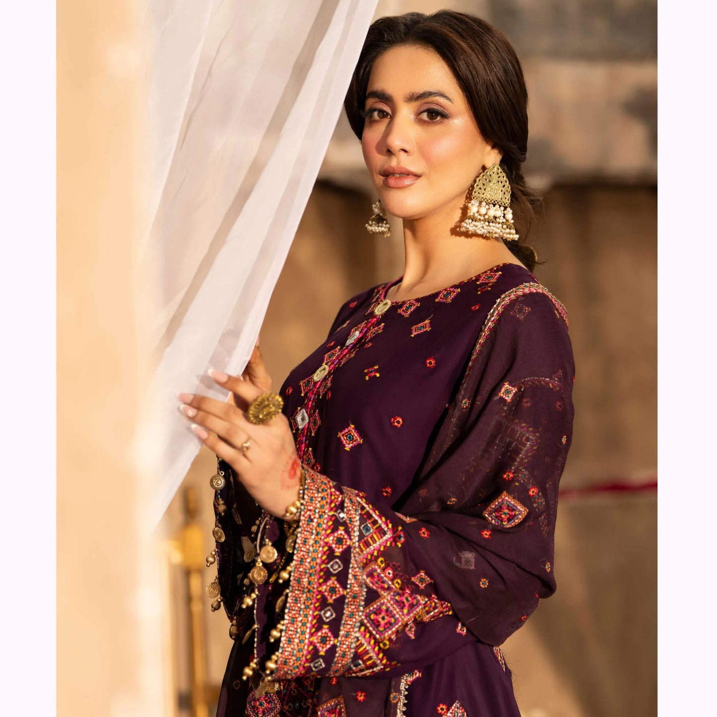 F-527 "Saj Dhaj" Embroidered Georgette Collection by Karma Collection