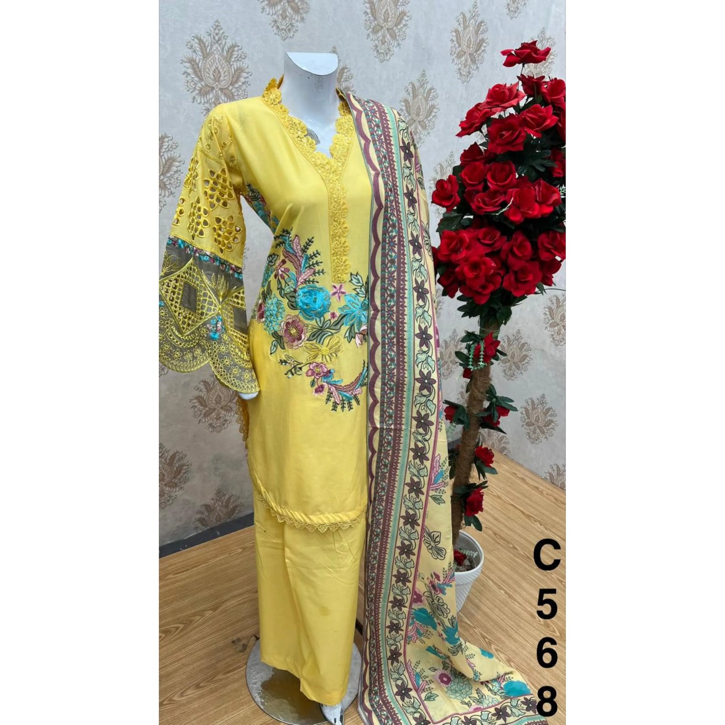 UA-186 Embroidered Cotton 3-Piece Collection | Ready to Wear Asian clothes