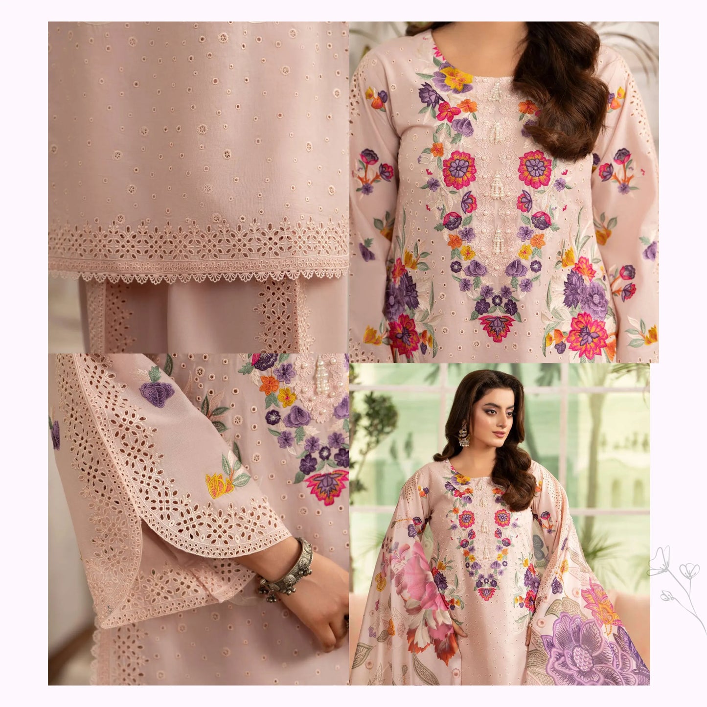 KC-1564 "Tabeer" Embroidered Festive Cambric Cotton Collection by Karma Collection