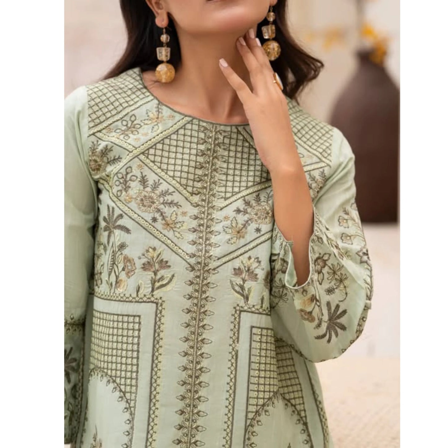 UA-273 Embroidered Cambric Cotton Co-Ord Set | Raniya.h