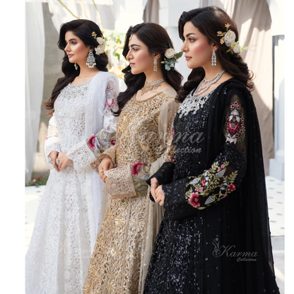Luxury Embroidered Chiffon long Maxi with chiffon duppata  | Wedding Collection | karma Collection | UMKC01101