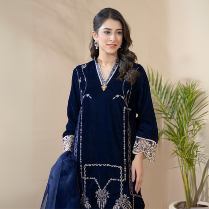 3 Pc Luxury velvet Dress | Winter Collection | Raniya.h | UMRAH01001