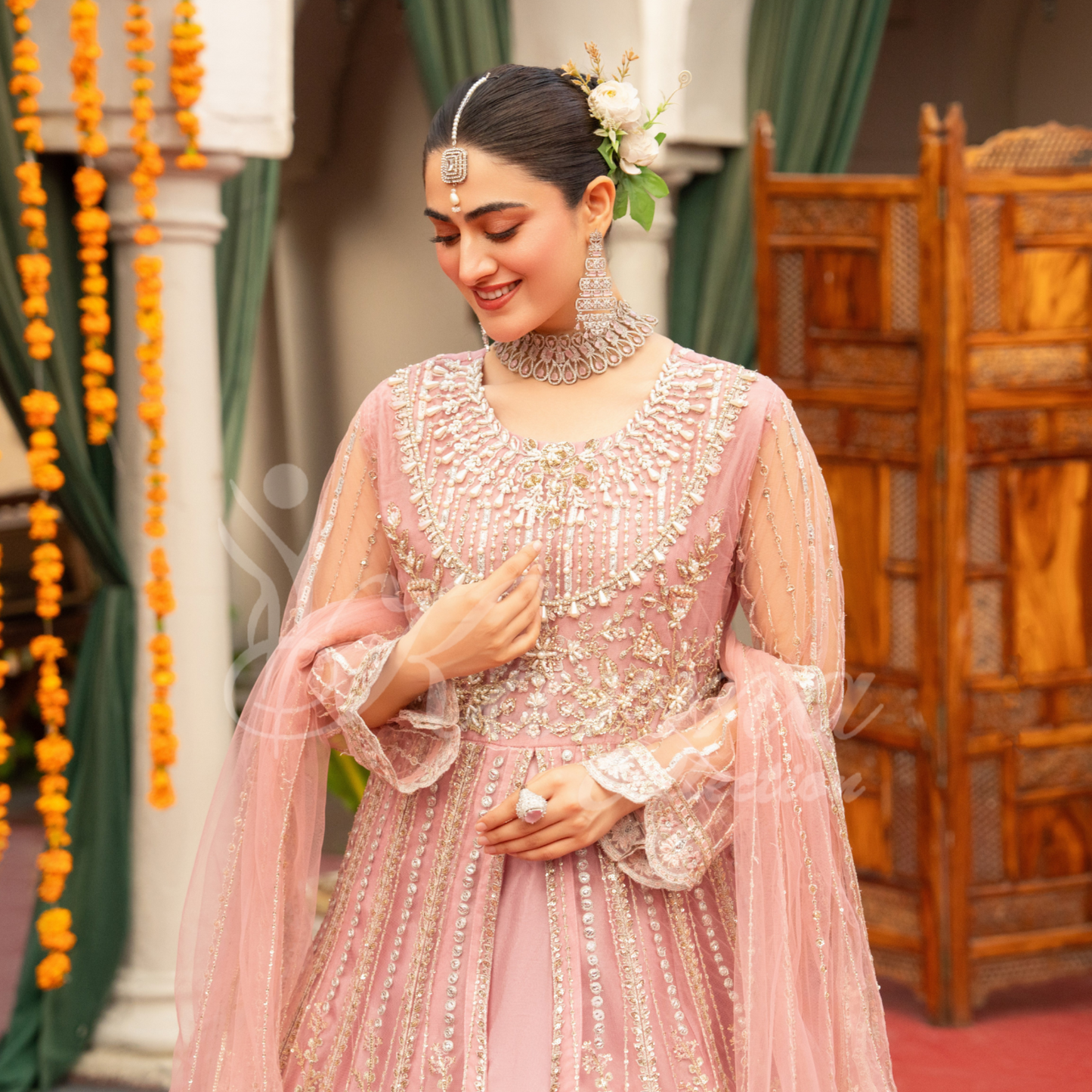 Luxury Embroidered soft Net long Maxi | Wedding Collection | karma Collection | UMKC01301