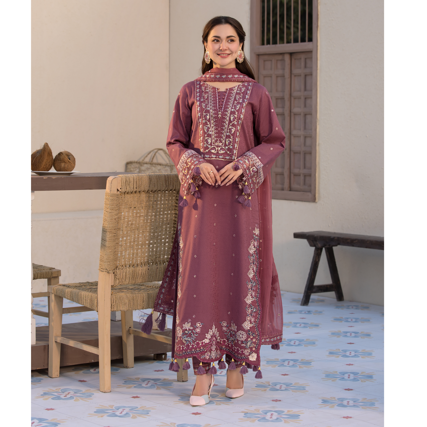 UAL-02 3 Pc Cotton Jacquard Ready to Wear Collection | Simrans