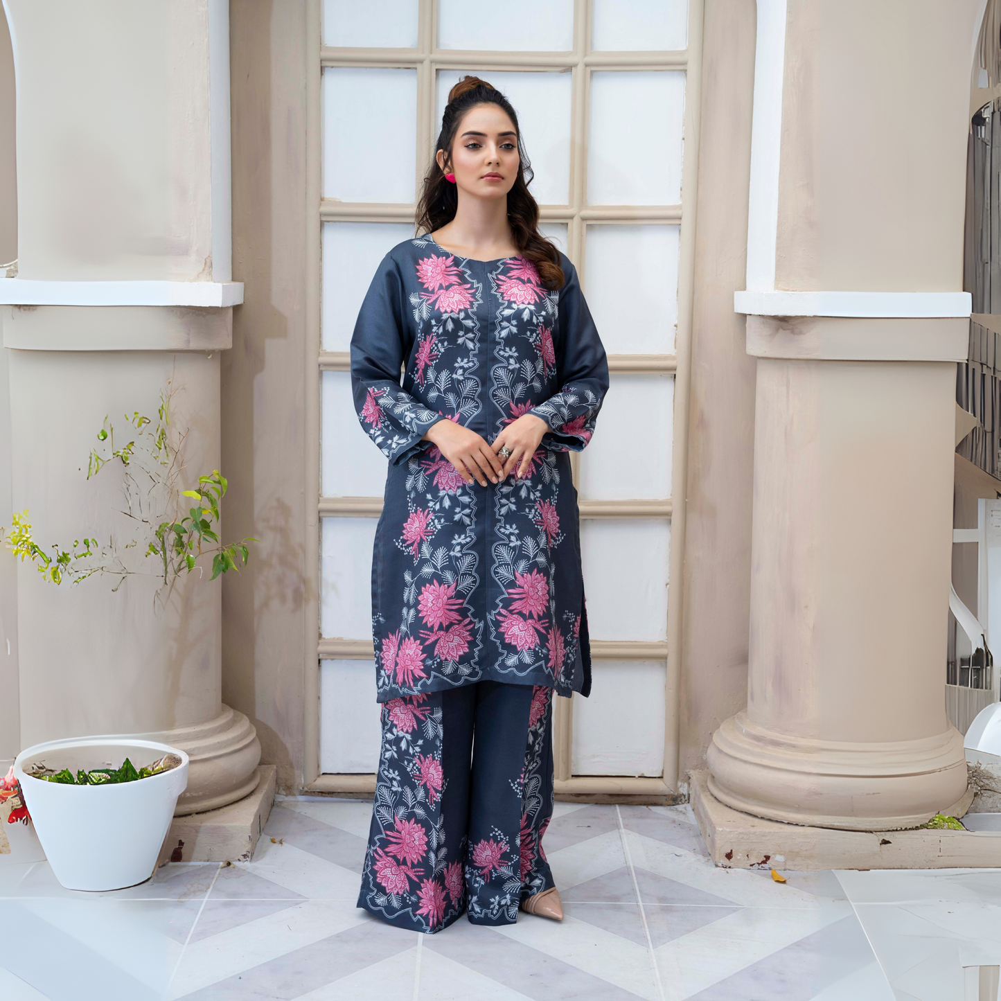 2 Printed Pakistani Co-Ords Set with Bag | Ready to Wear | Raniya.h | UMRAH0901