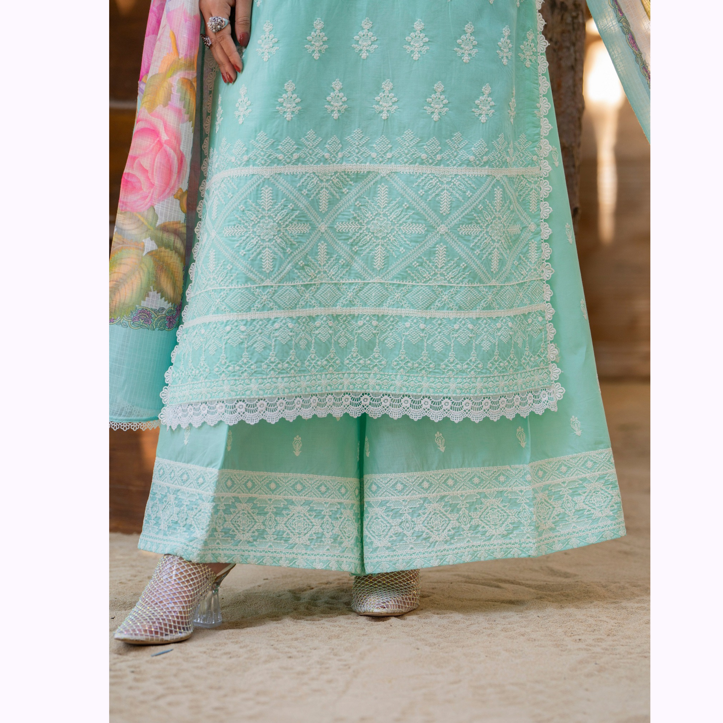 KC-1439 Embroidered Cambric Cotton Dress Ready to Wear 3 Pc - Karma Collection