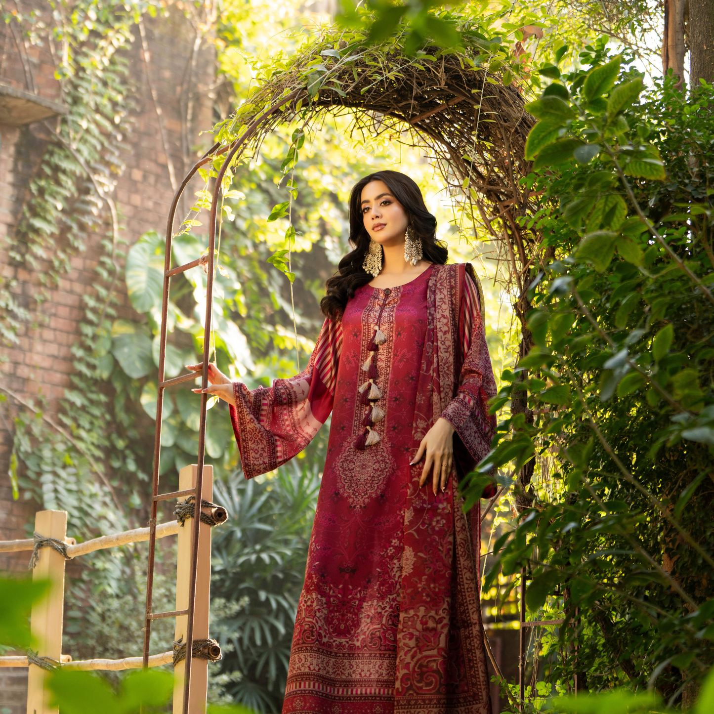 "Eliana" Embroidered Printed Shamooz Silk by Karma Collection | Asian Clothes | Eid