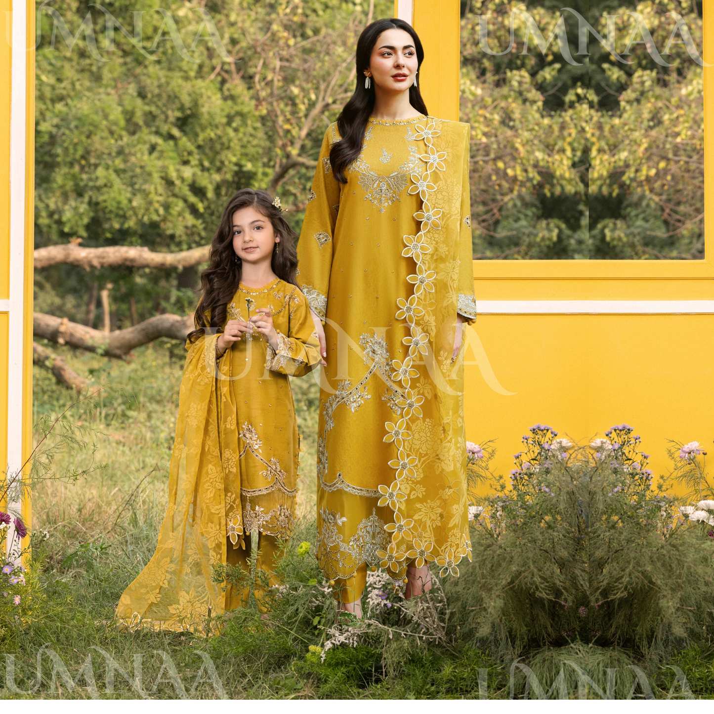 UMS-56 Janan Mother Daughter Chikenkari Jacquard Eid Edit by Simrans | Ready to Wear Asian Pakistani clothes