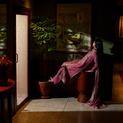 UCA-36 ELARA Festive Embroidered Viscose Dress with Printed Silk Dupatta | Women’s Festive Wear Pakistani Designer Outfit by Casuallite