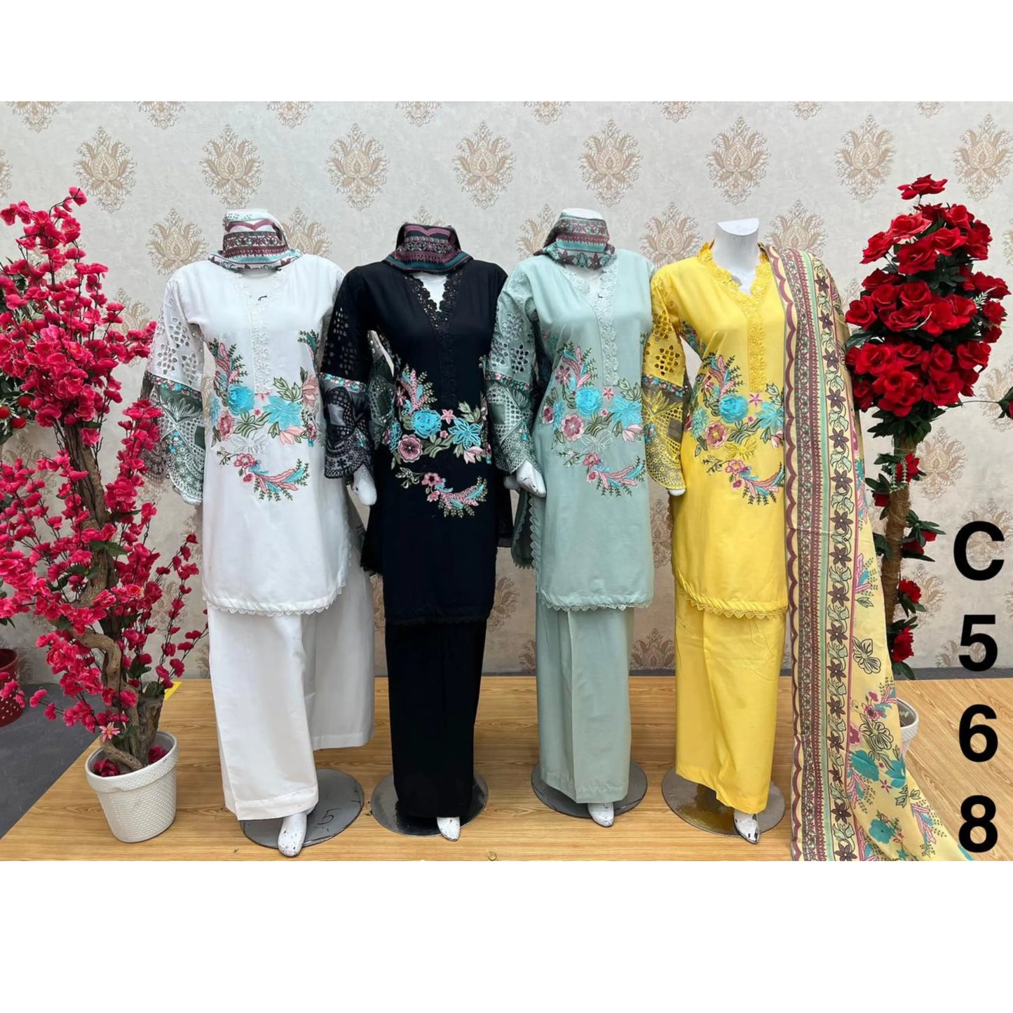 UA-186 Embroidered Cotton 3-Piece Collection | Ready to Wear Asian clothes