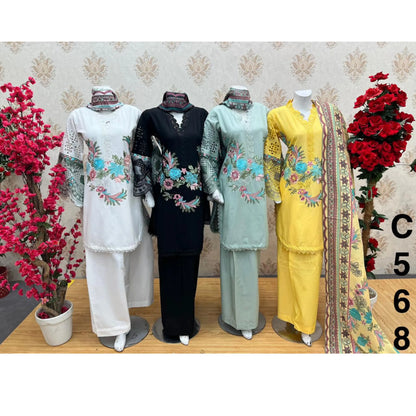 UA-186 Embroidered Cotton 3-Piece Collection | Ready to Wear Asian clothes
