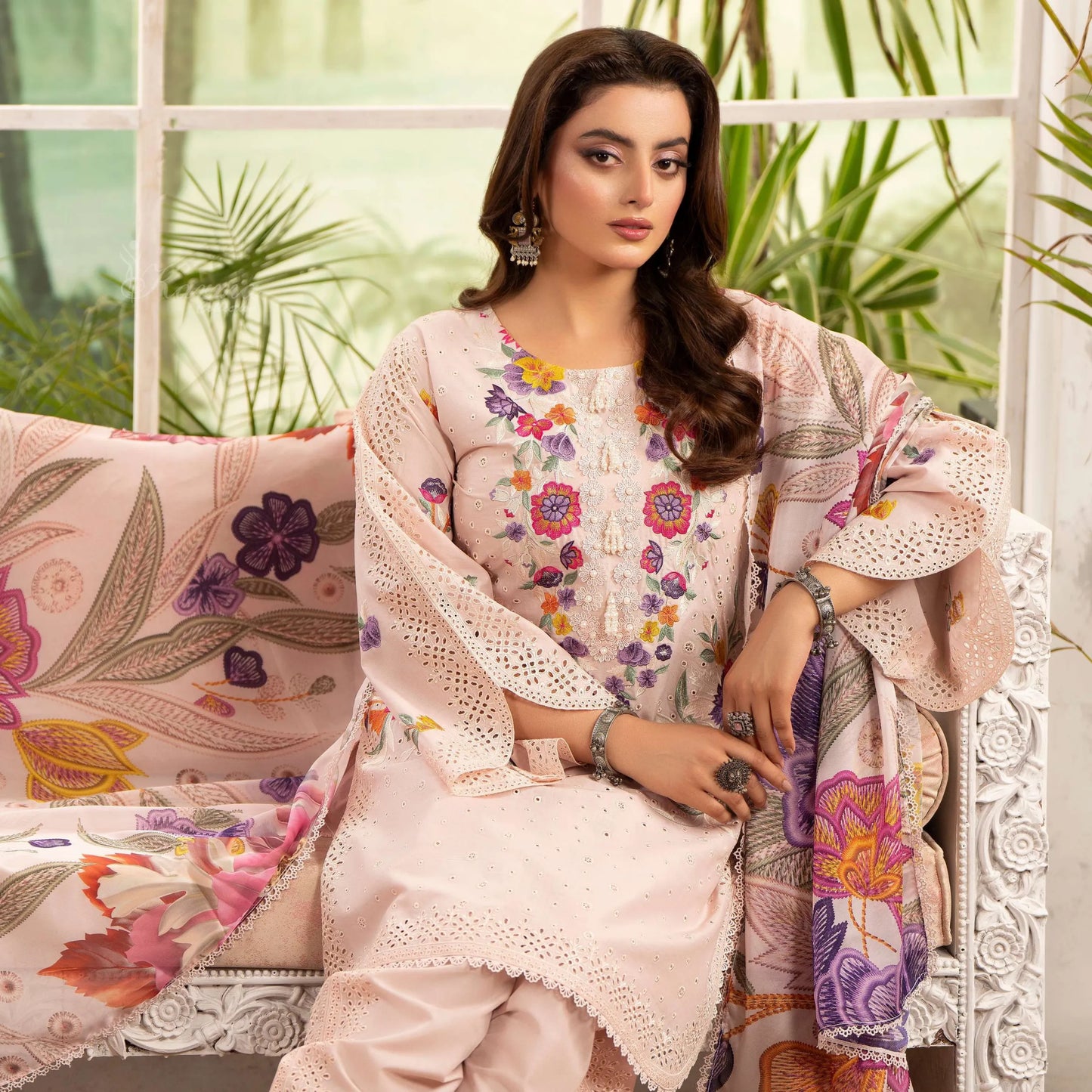KC-1564 "Tabeer" Embroidered Festive Cambric Cotton Collection by Karma Collection