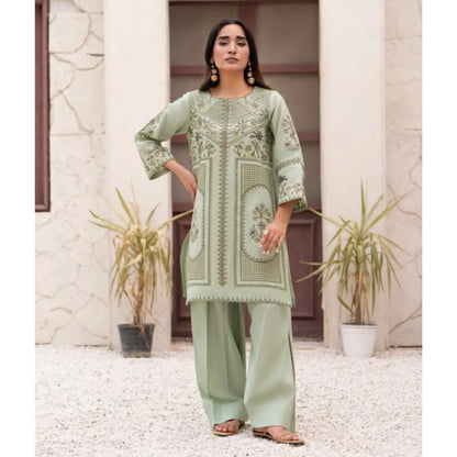 UA-273 Embroidered Cambric Cotton Co-Ord Set | Raniya.h