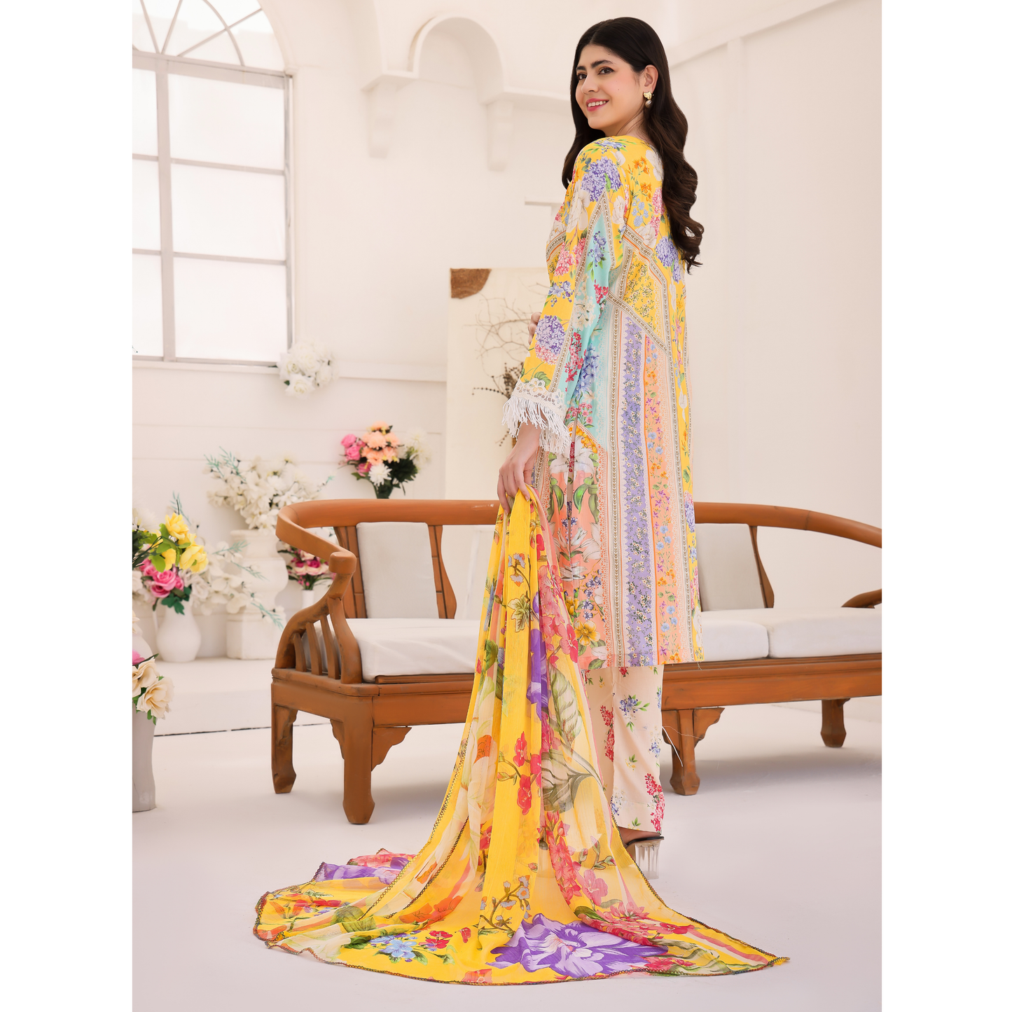 UA-94 3 Pc Embroidered Printed Summer Lawn | Ready to Wear | Umnaa