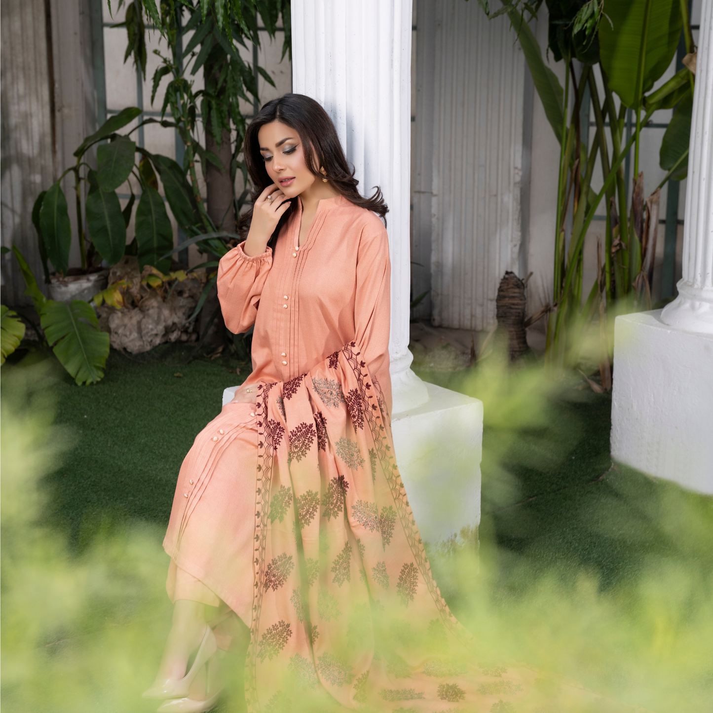 3 Pc Dhanak Dress with Embroidered Shawl | Winter Collection | Raniya.h | UMRAH0801