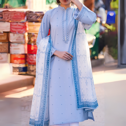 UCA-15 3 Pc Embroidered Cambric Cotton Ready to Wear Eid Collection by Casuallite