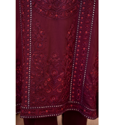 (MAROON) 3Pc Ready to Wear Embroidered Printed Collection | Karma Collection | UMKC0805