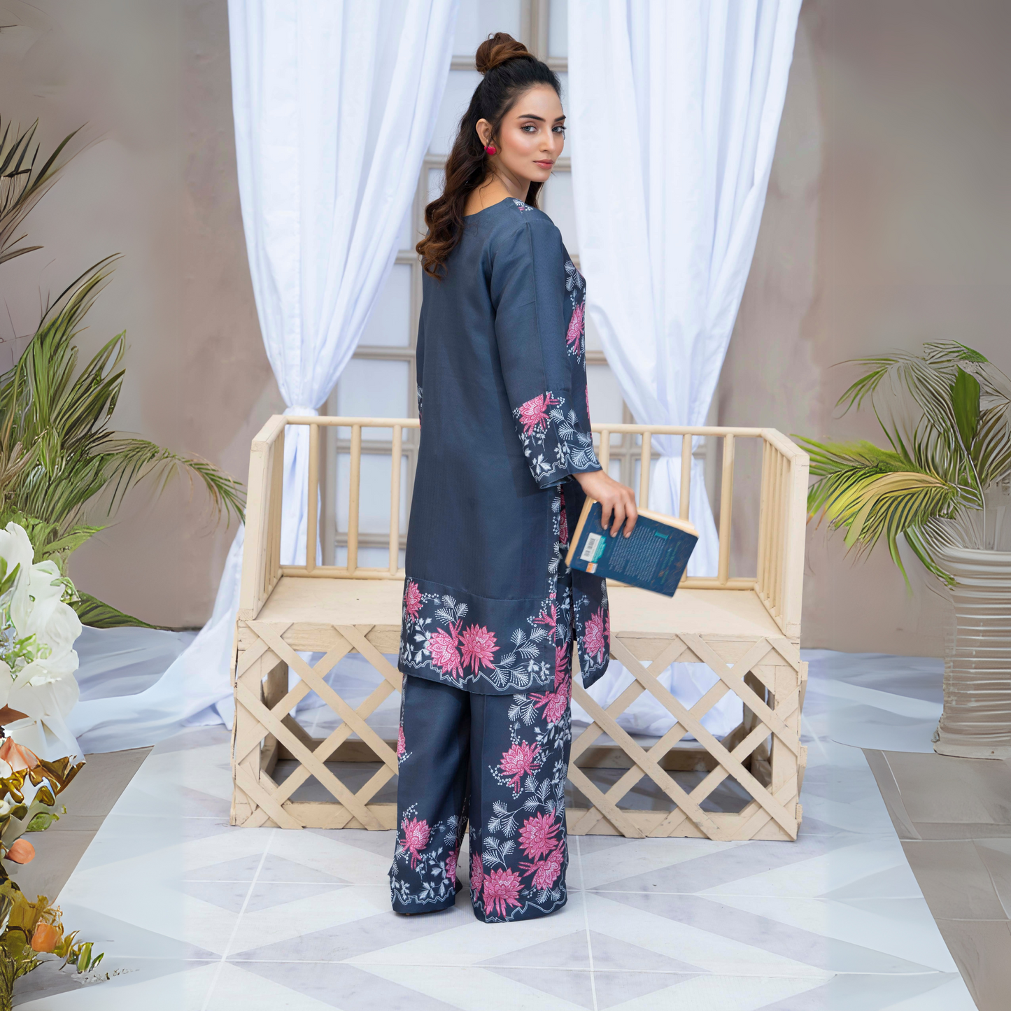 2 Printed Pakistani Co-Ords Set with Bag | Ready to Wear | Raniya.h | UMRAH0901