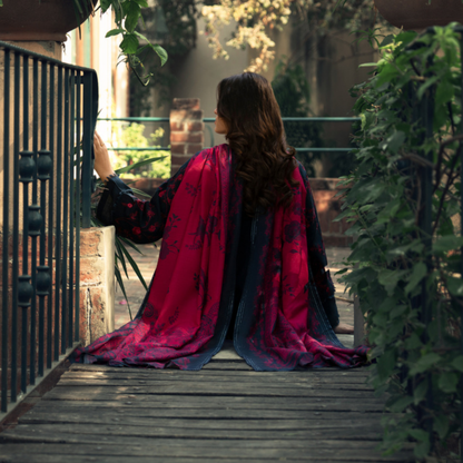 UCA-33 "Shadows" Embroidered Khaddar with Wool Shawl Winter Collection by Casuallite