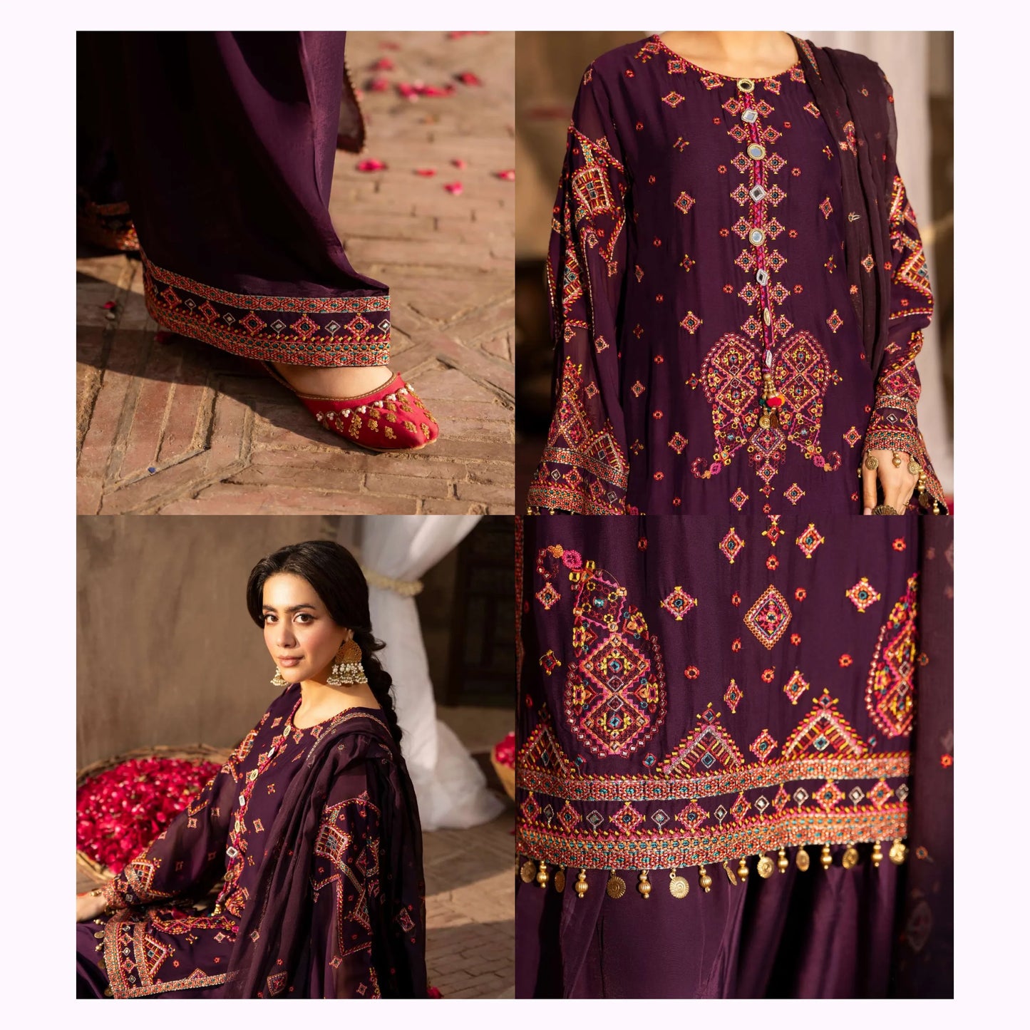 F-527 "Saj Dhaj" Embroidered Georgette Collection by Karma Collection