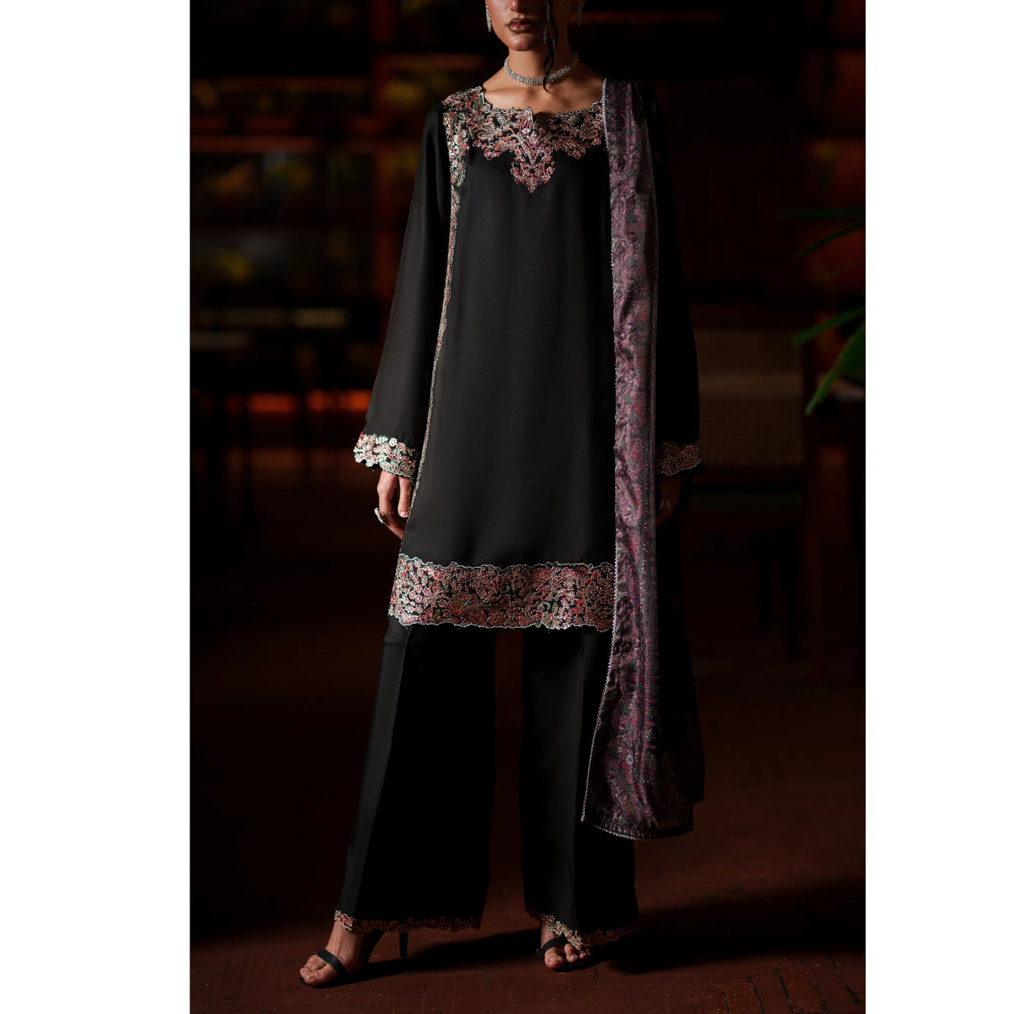 UCA-37 EALA Festive Embroidered Viscose Dress with Printed Silk Dupatta | Women’s Festive Wear Pakistani Designer Outfit by Casuallite