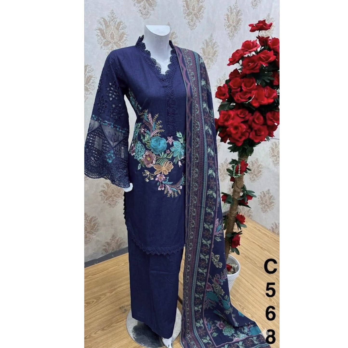 UA-186 Embroidered Cotton 3-Piece Collection | Ready to Wear Asian clothes