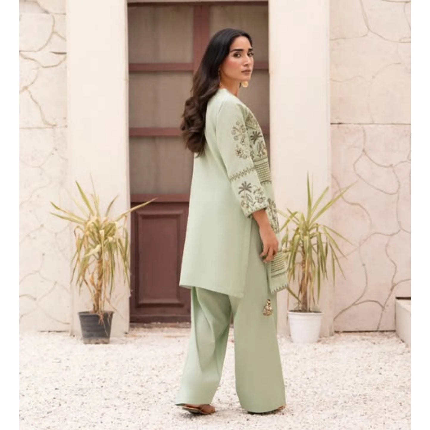 UA-273 Embroidered Cambric Cotton Co-Ord Set | Raniya.h