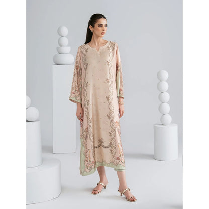 UAL-08 Printed Silk Kaftan with Trouser 2 Pc Set | Ally's