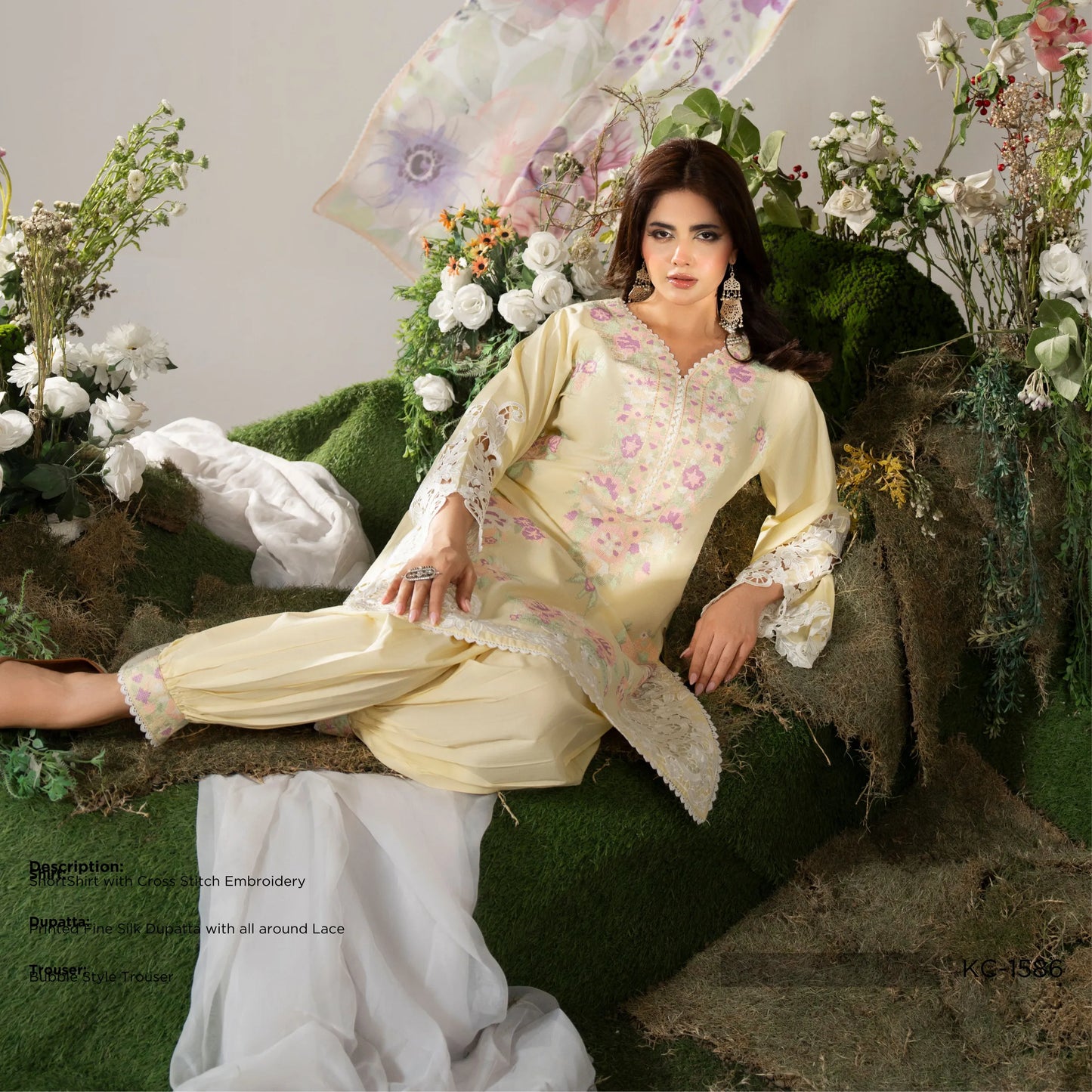 KC-1586 "AYRA" Embroidered Cambric Cotton Collection by Karma Collection