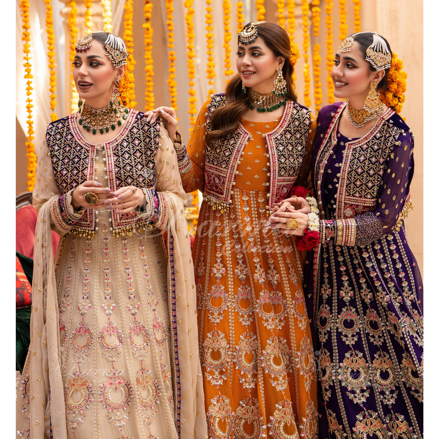 Luxury Embroidered  chiffon long Maxi with velvet jacket | Wedding Collection | karma Collection | UMKC01401