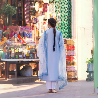 UCA-15 3 Pc Embroidered Cambric Cotton Ready to Wear Eid Collection by Casuallite