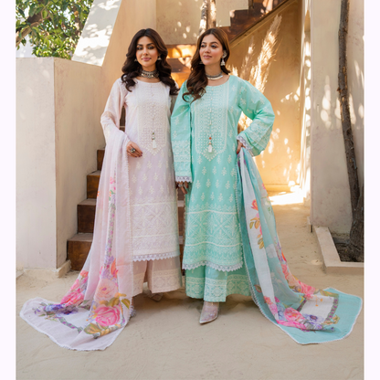 KC-1439 Embroidered Cambric Cotton Dress Ready to Wear 3 Pc - Karma Collection