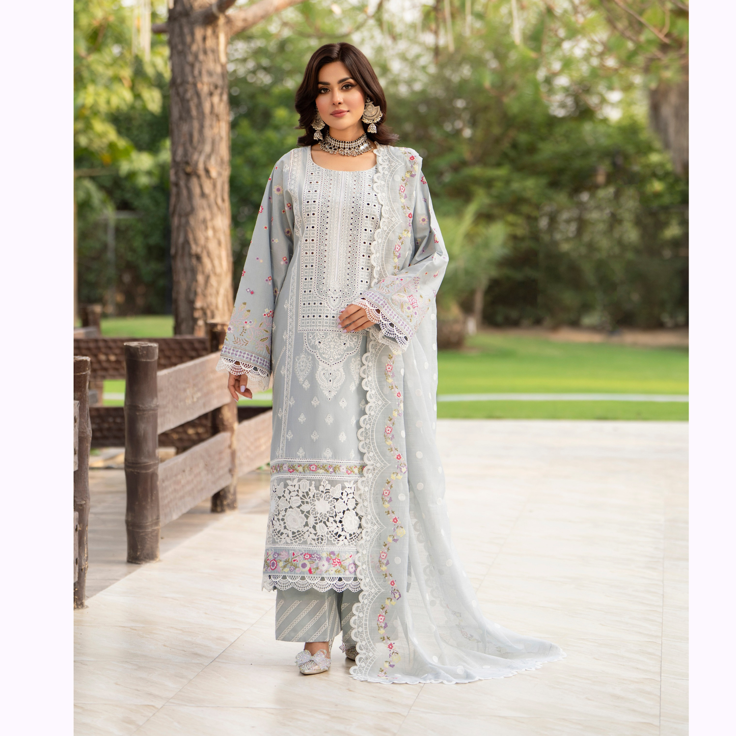 KC-1490 Chikenkari Luxury Cotton 3 Pc Collection | Ready to Wear | Karma Collection