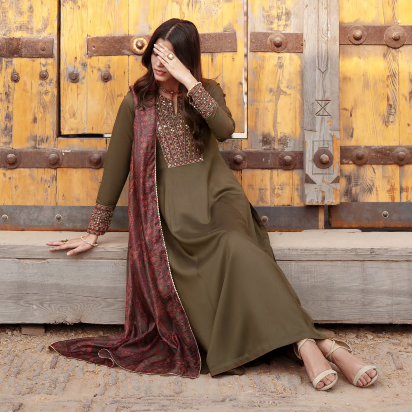 UCA-34 "ISHQIA" Festive Drop Embroidered Viscose Collection by Casuallite