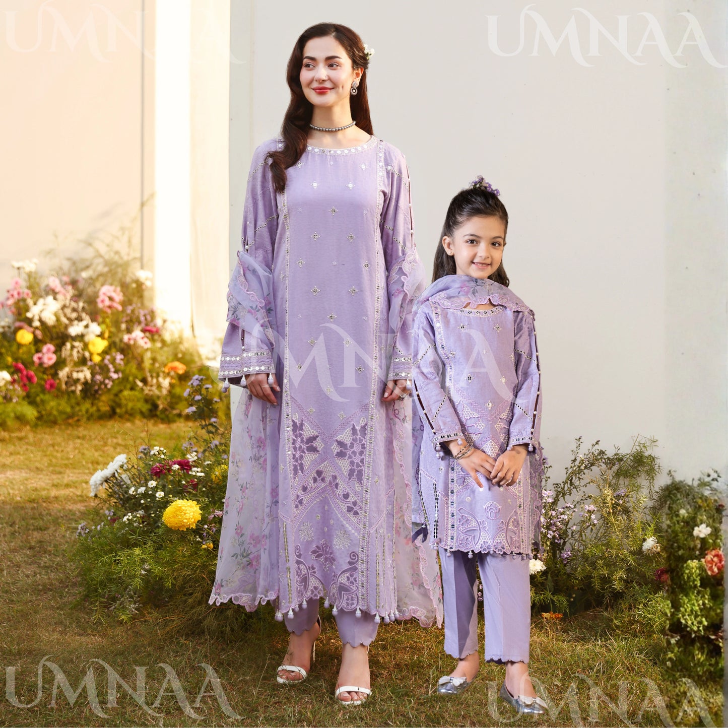 UMS-56 Janan Mother Daughter Chikenkari Jacquard Eid Edit by Simrans | Ready to Wear Asian Pakistani clothes