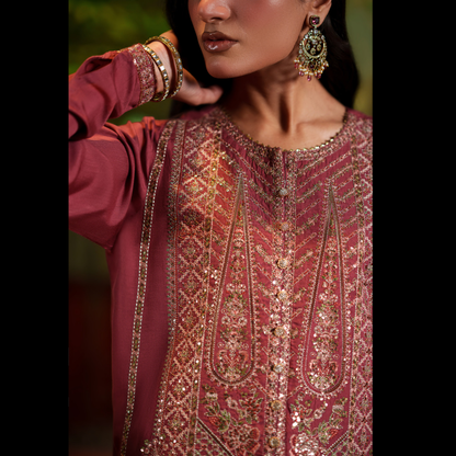 UCA-36 ELARA Festive Embroidered Viscose Dress with Printed Silk Dupatta | Women’s Festive Wear Pakistani Designer Outfit by Casuallite