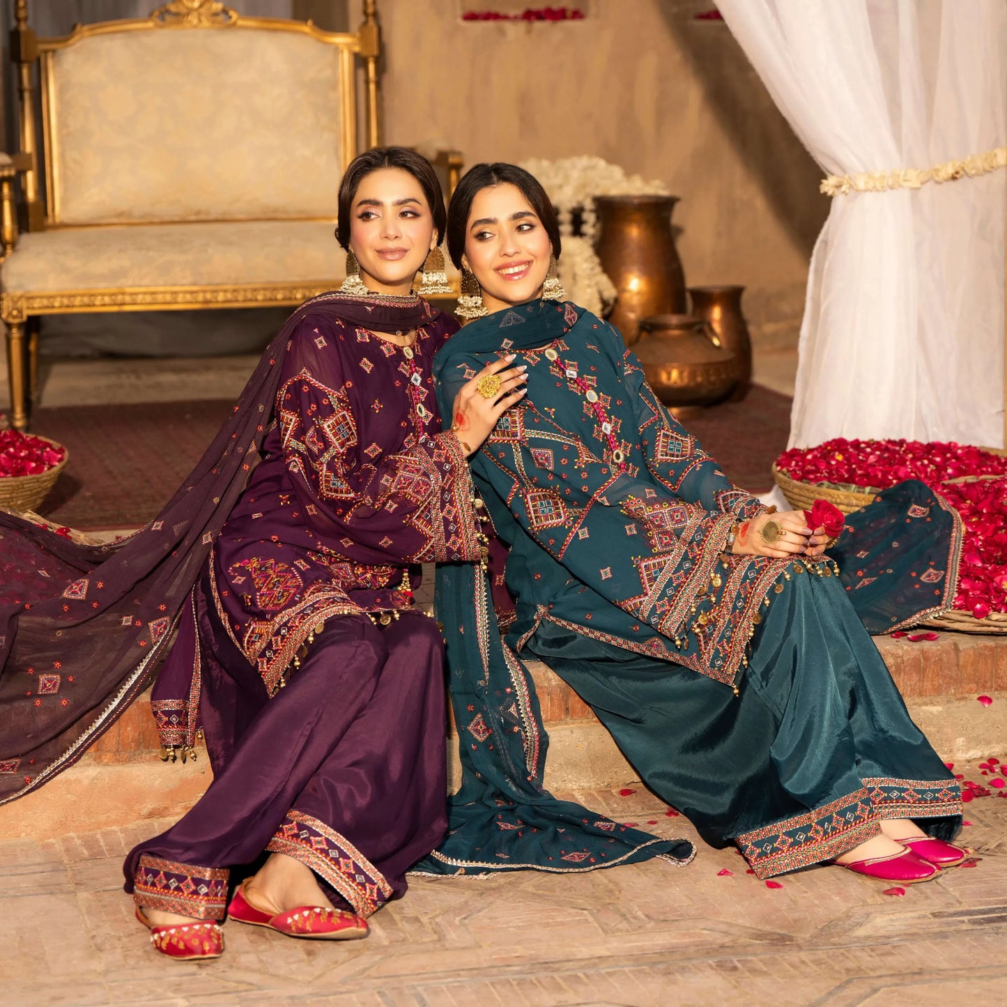 F-527 "Saj Dhaj" Embroidered Georgette Collection by Karma Collection