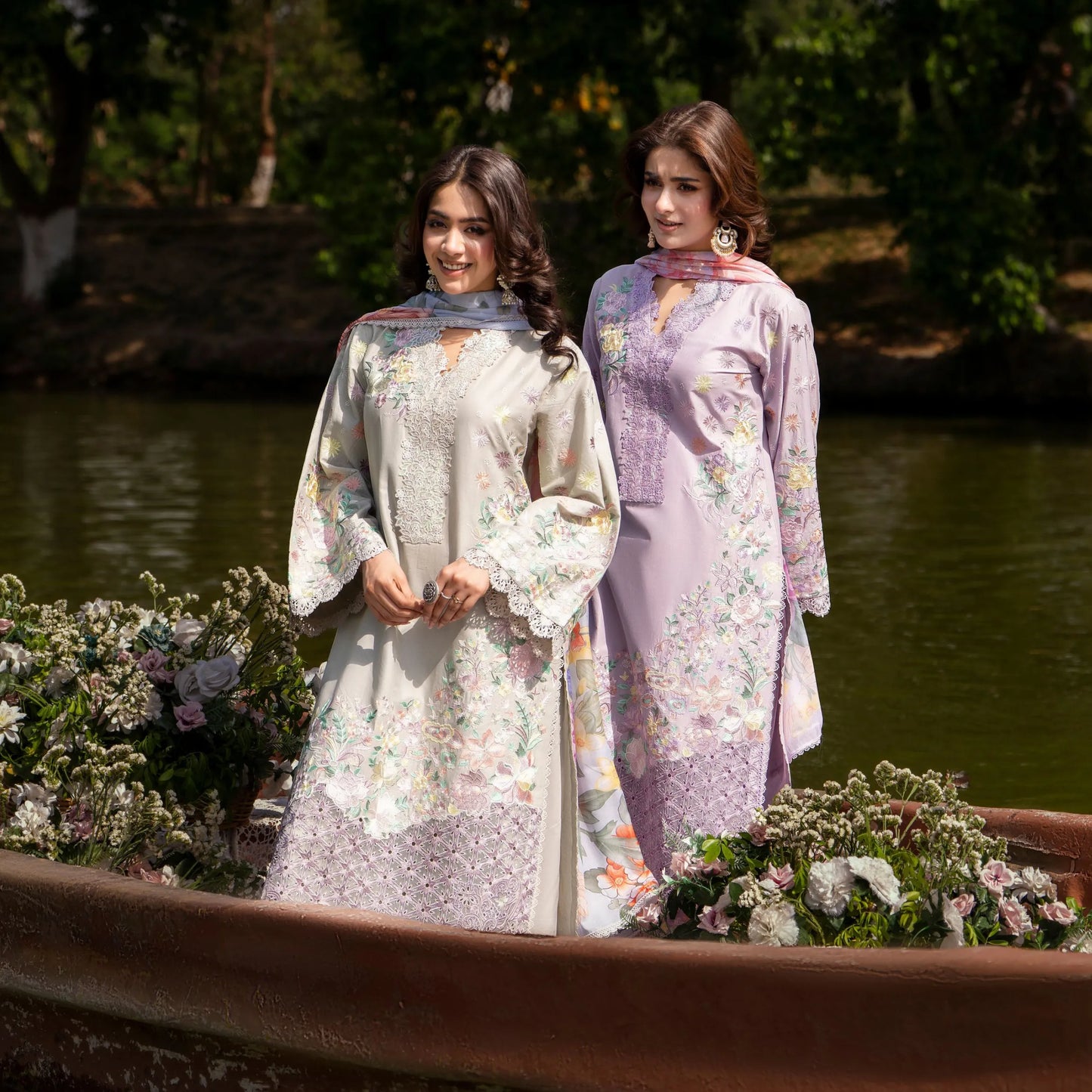 KC-1573 "Sunheri" Embroidered Festive Cambric Cotton Collection by Karma Collection