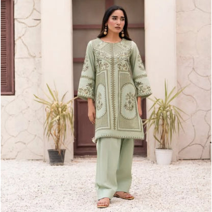 UA-273 Embroidered Cambric Cotton Co-Ord Set | Raniya.h