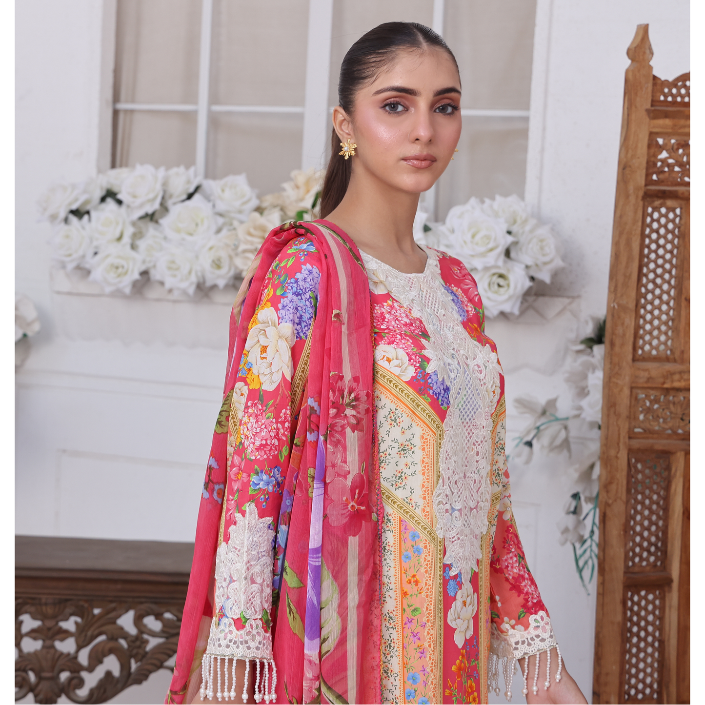 UA-94 3 Pc Embroidered Printed Summer Lawn | Ready to Wear | Umnaa