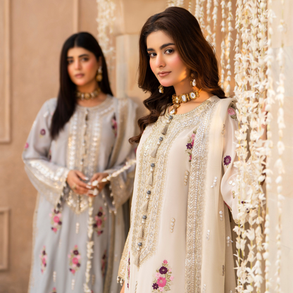 F-496 "Hayat" Embroidered Georgette Chiffon 3 Pc Collection