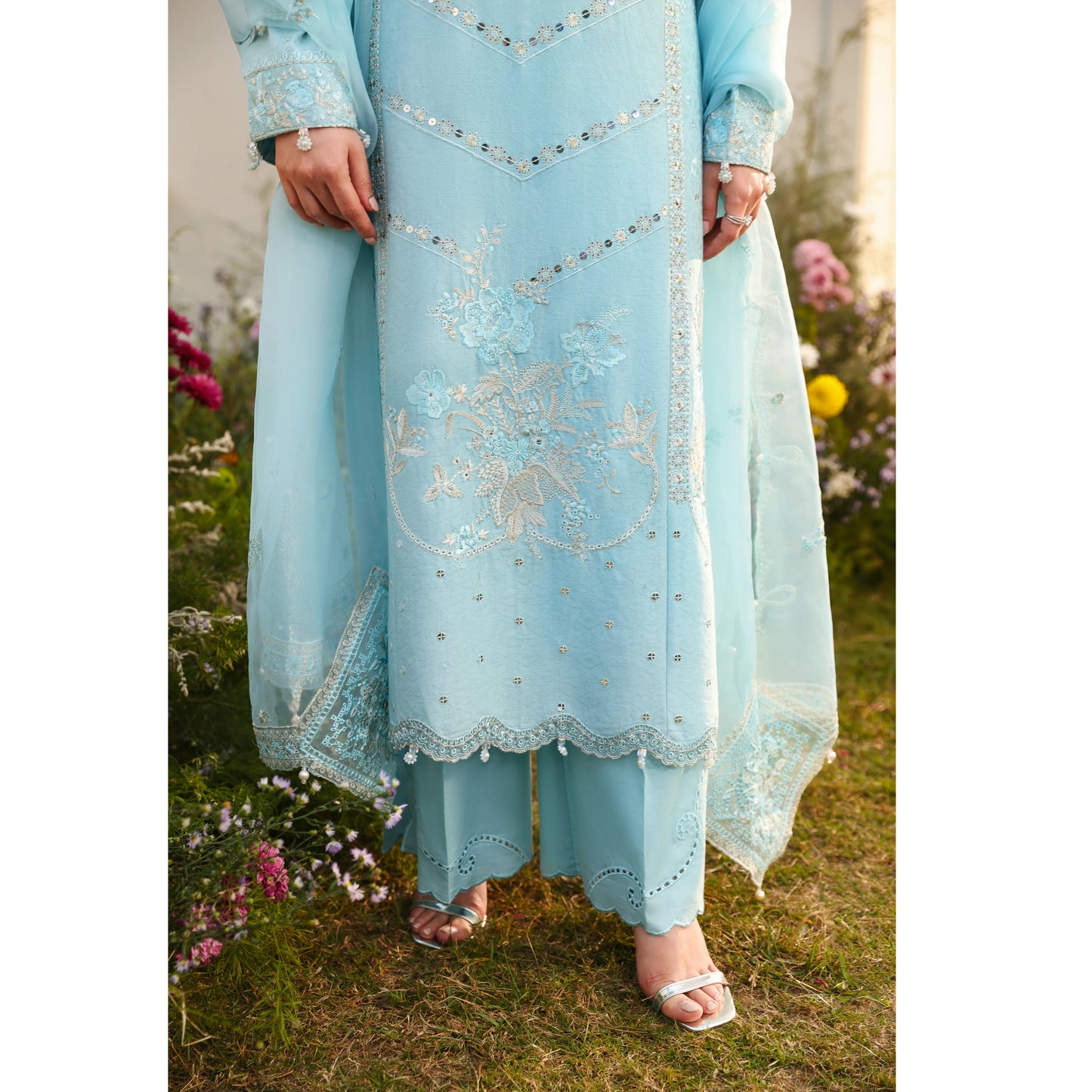 UMS-56 Janan Mother Daughter Chikenkari Jacquard Eid Edit by Simrans | Ready to Wear Asian Pakistani clothes